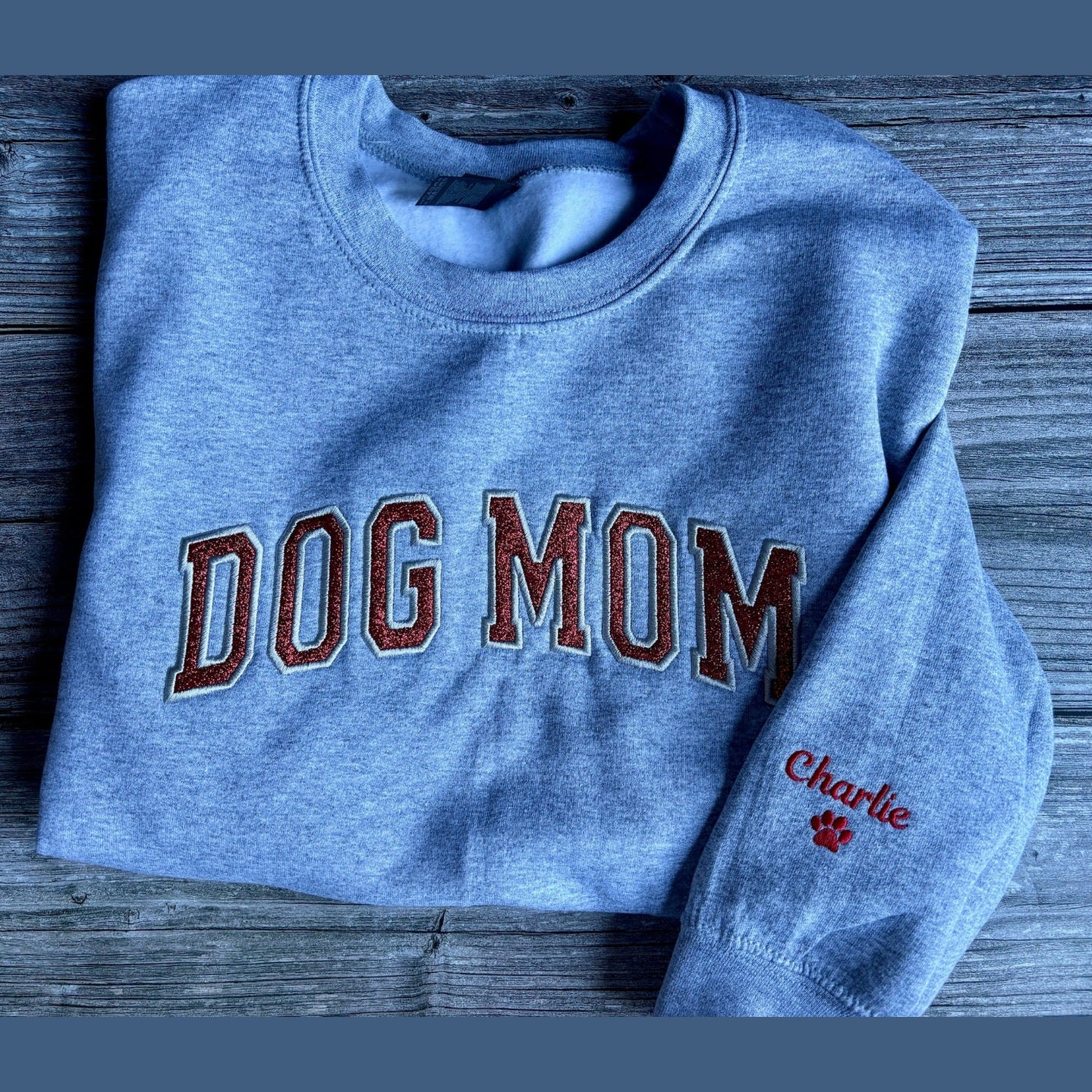 Custom Glitter Applique Embroidered Sweatshirt