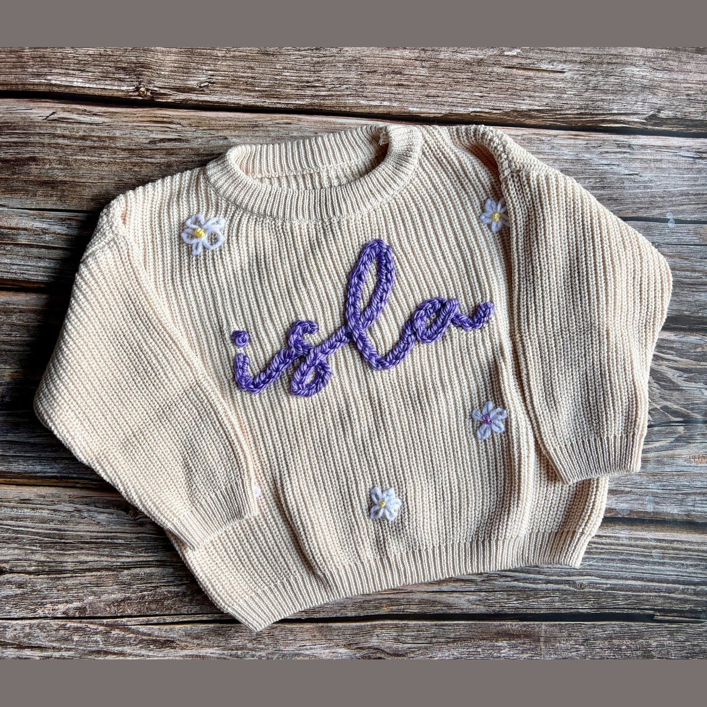 Custom Hand Embroidered Knit Sweater