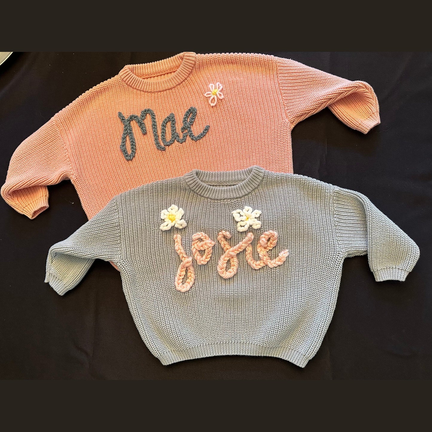Custom Hand Embroidered Knit Sweater