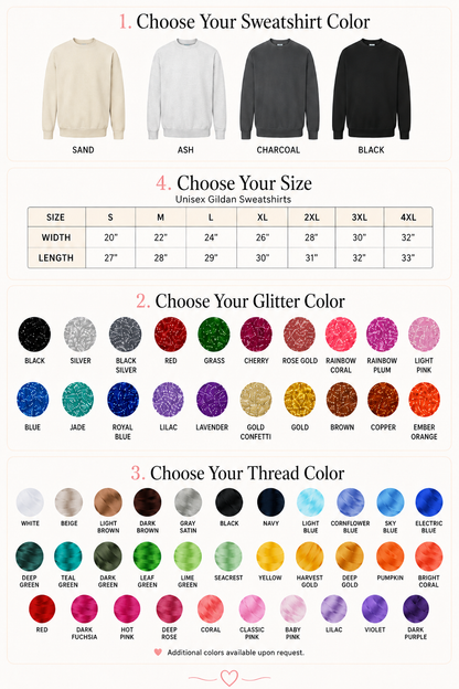 Custom Glitter Applique Embroidered Sweatshirt
