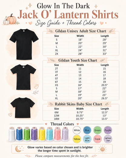 Customized Glow In the Dark Halloween Jack O Lantern Shirts