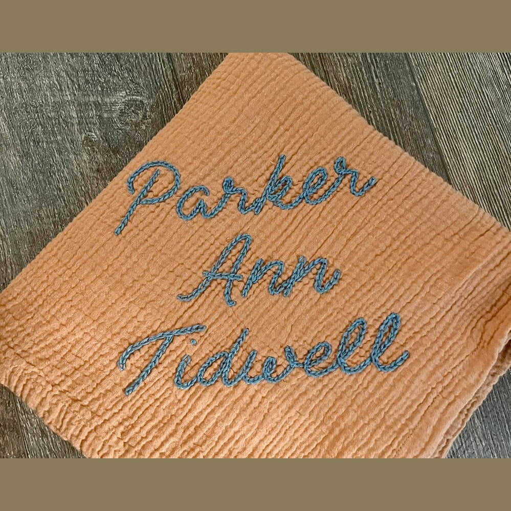 Hand Embroidered Muslin Swaddle