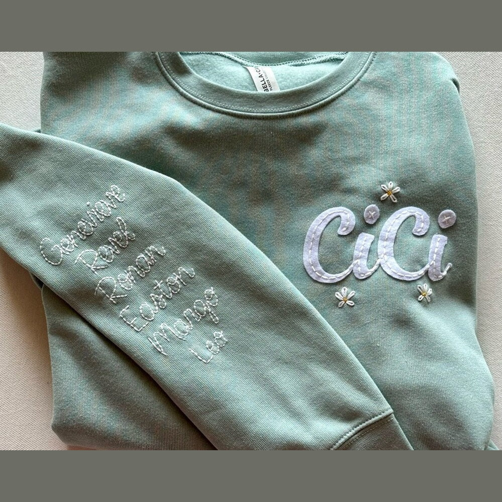 Custom Hand Embroidered Felt Sweatshirt