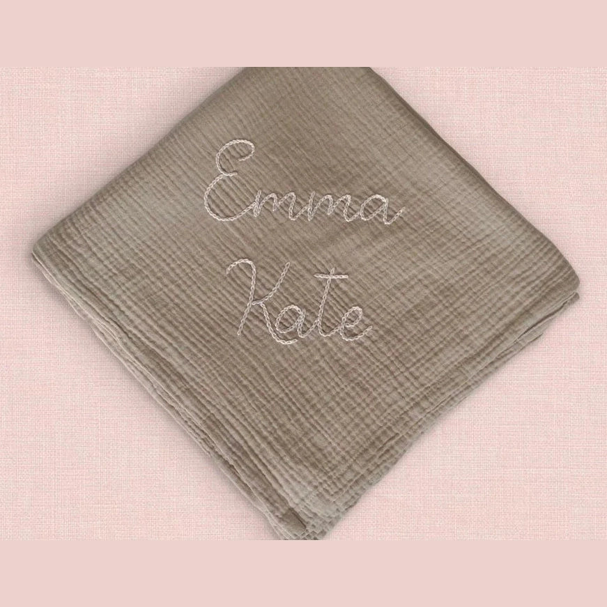Hand Embroidered Muslin Swaddle