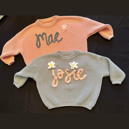 Custom Hand Embroidered Knit Sweater