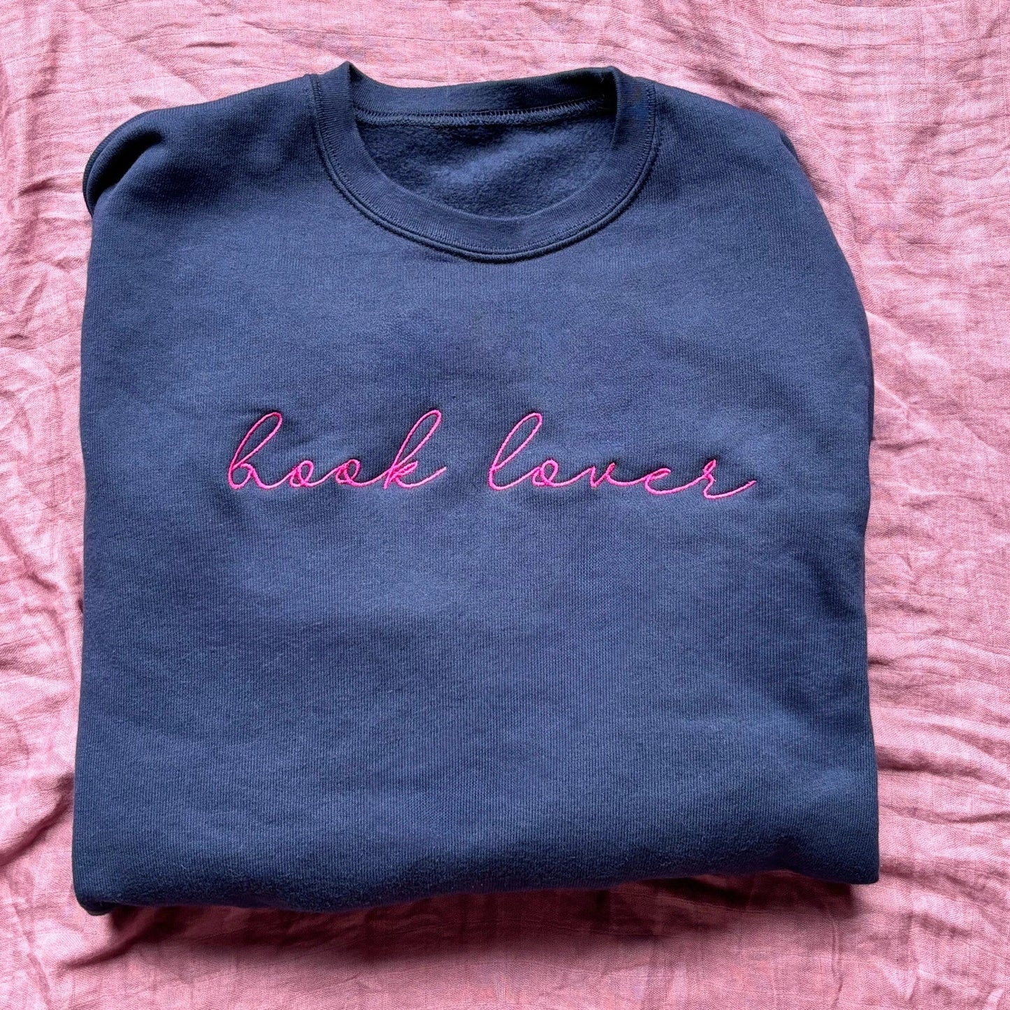 Book Lover Embroidered Crewneck Sweatshirt