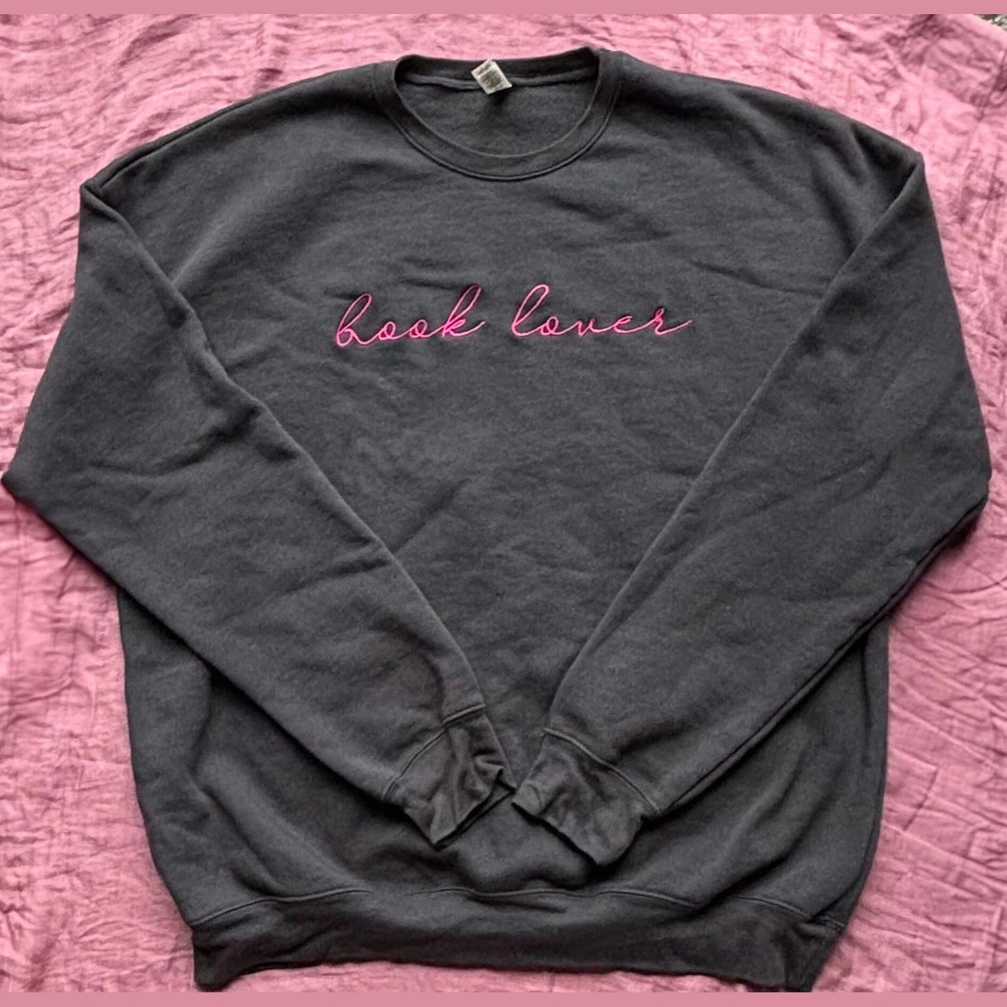 Book Lover Embroidered Crewneck Sweatshirt